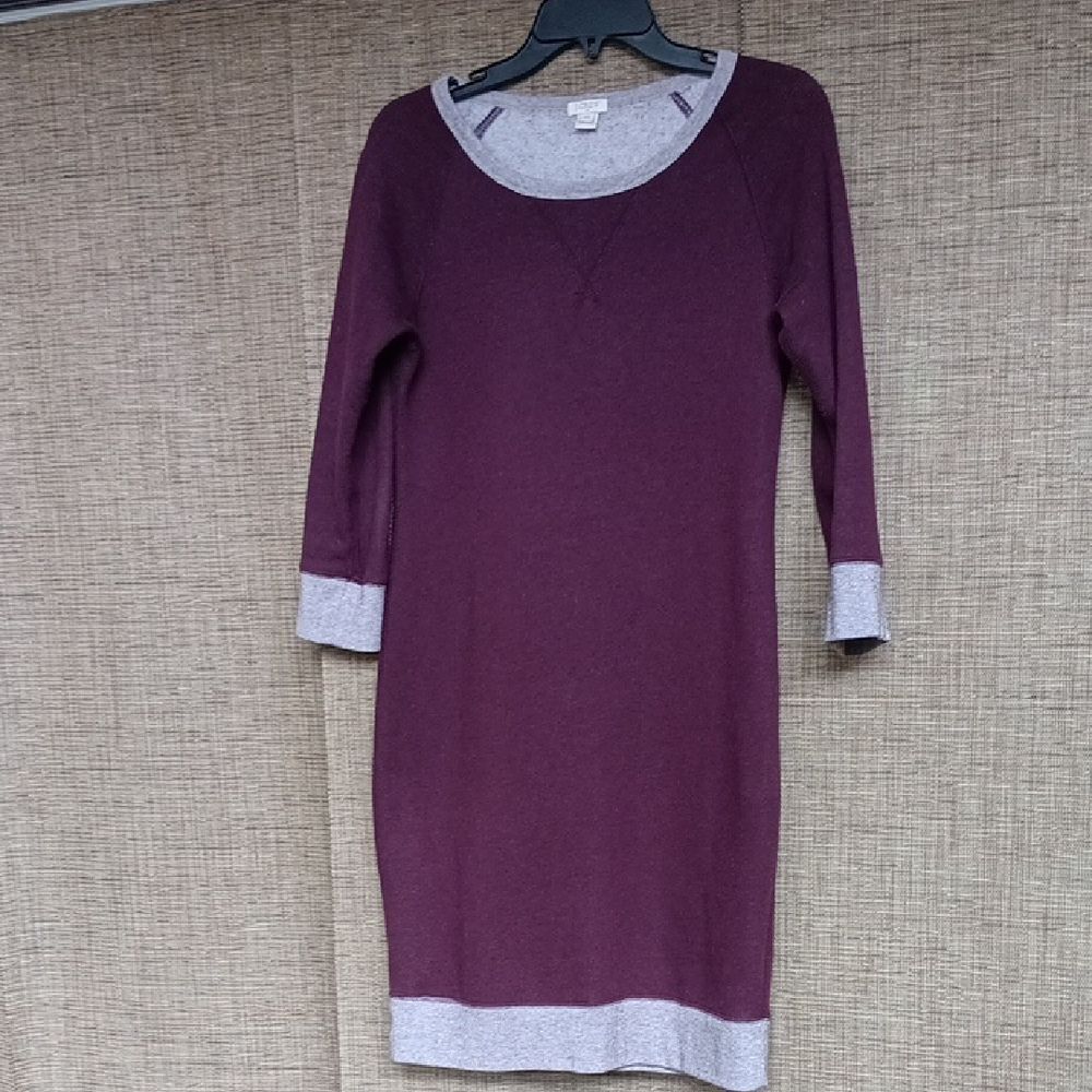 J. Crew Long Sleeve Sweatshirt Dress in Purple and Gray